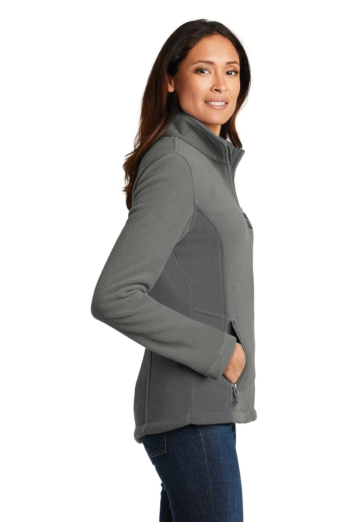 Port Authority Ladies Colorblock Value Fleece Jacket L216 Deep Smoke/ Battleship Grey