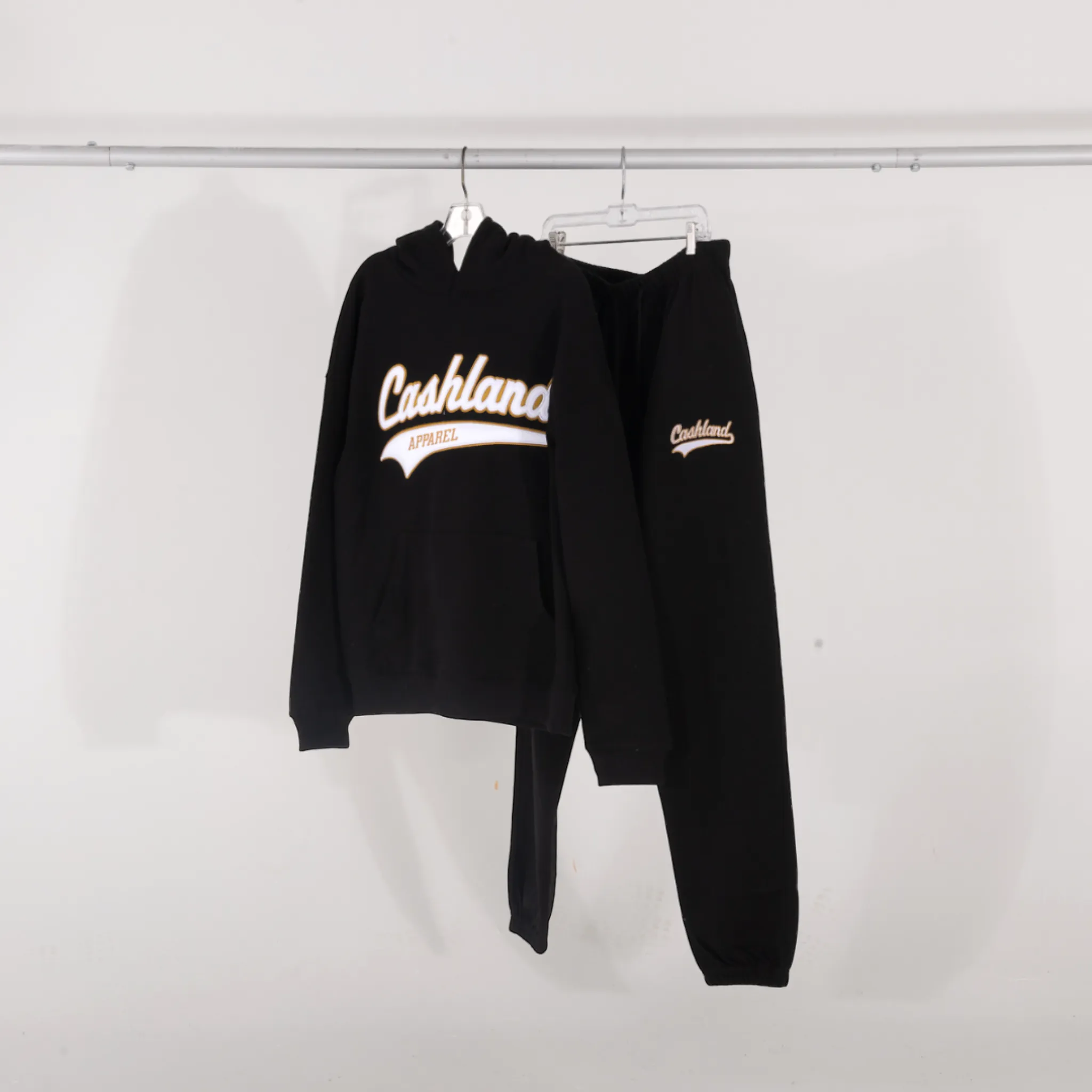 Pro-Script Pull Over Hooded Sweatshirt : BLACK with Gold and White