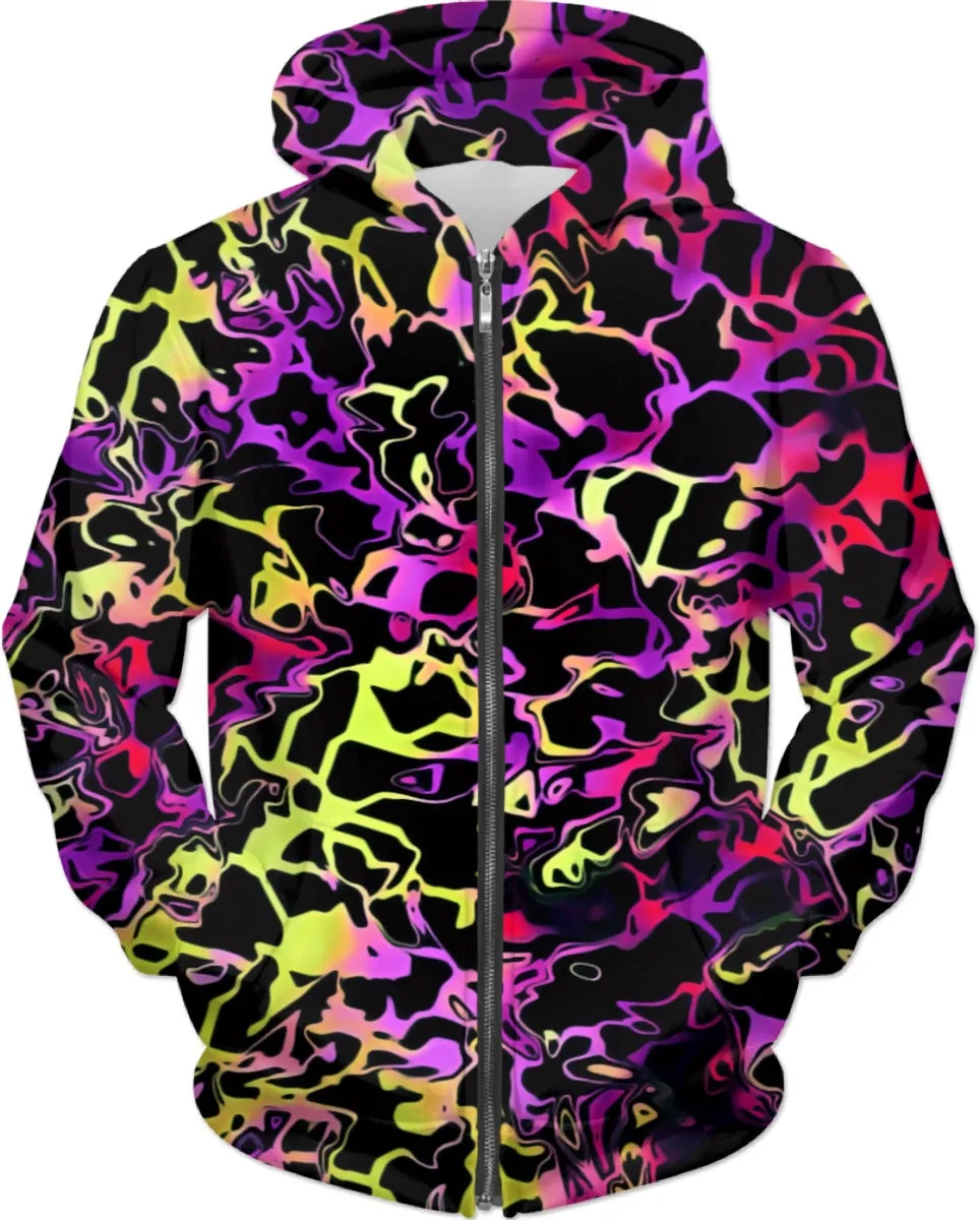 Psychedelic Rainbow Leopard Print Hoodie