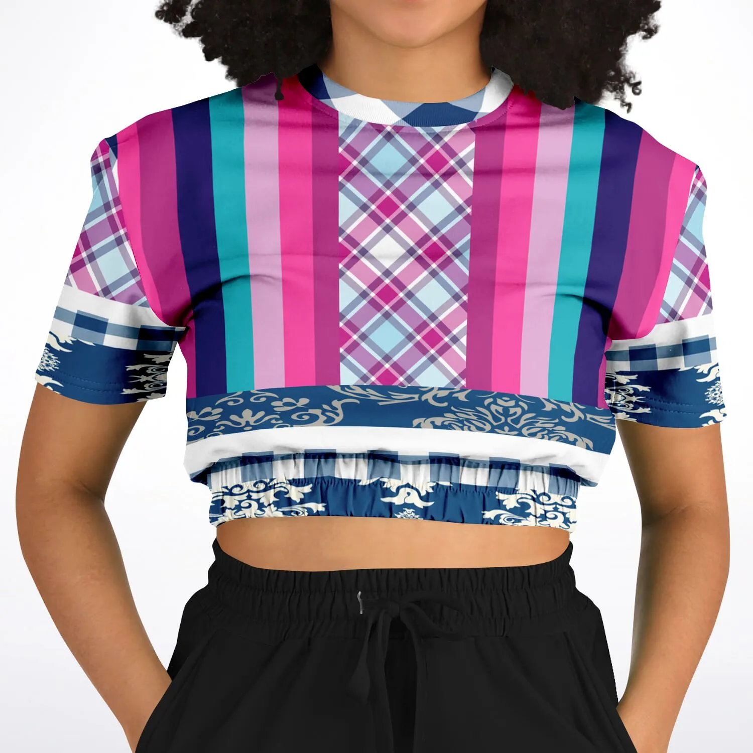 Purple Haze Short Sleeve Cropped Eco-Poly Sweater