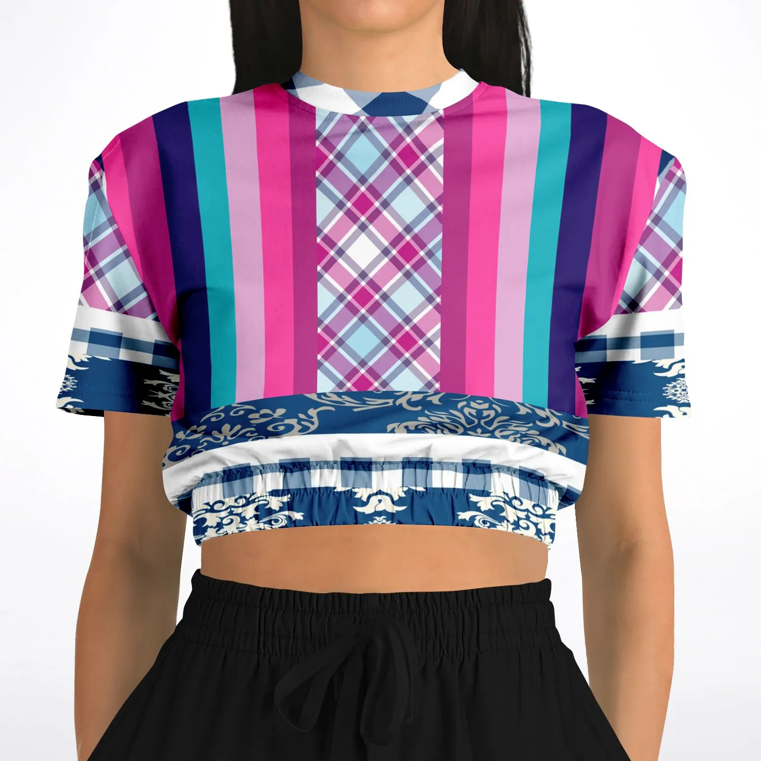 Purple Haze Short Sleeve Cropped Eco-Poly Sweater