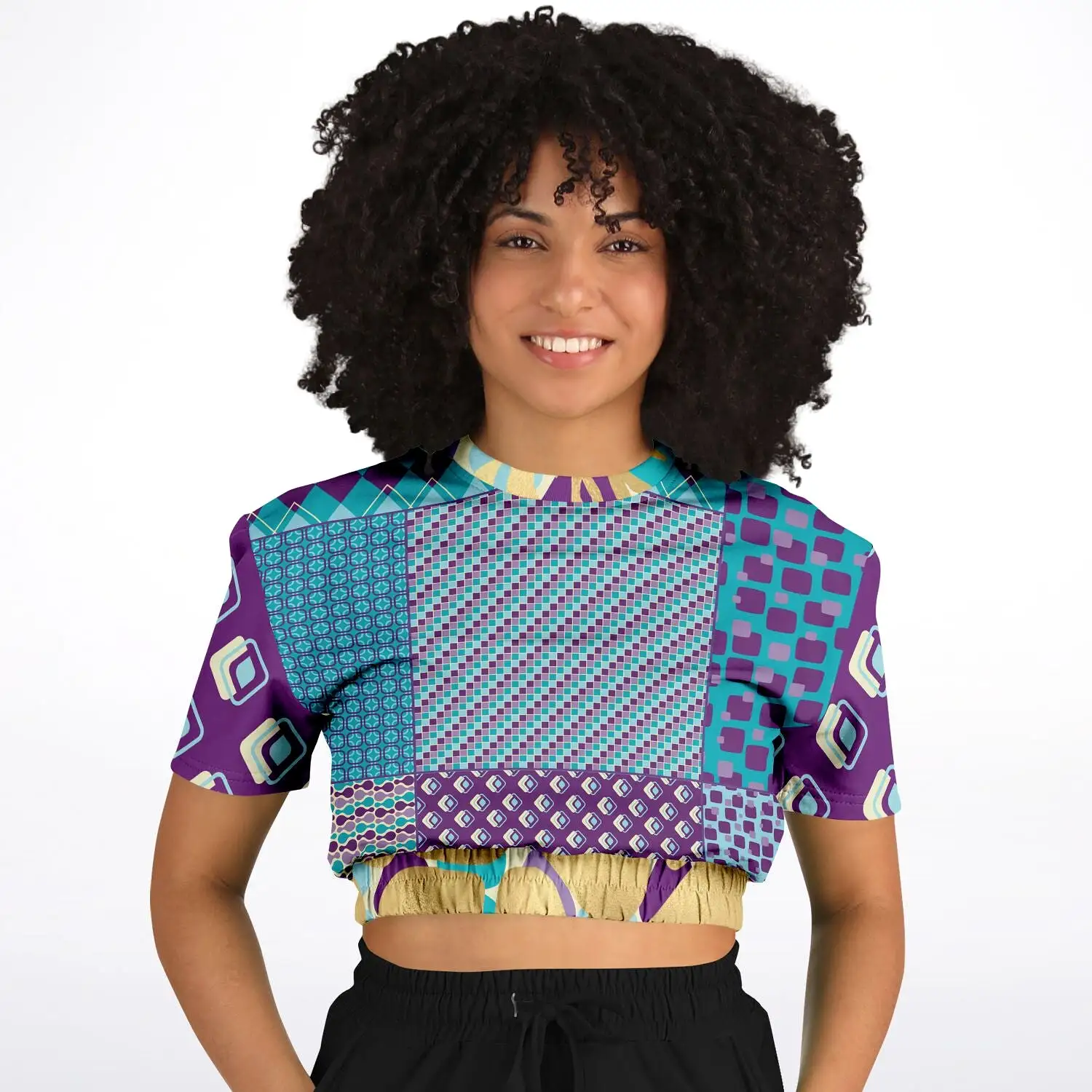 Purple Jetson Short Sleeve Cropped Eco-Poly Sweater