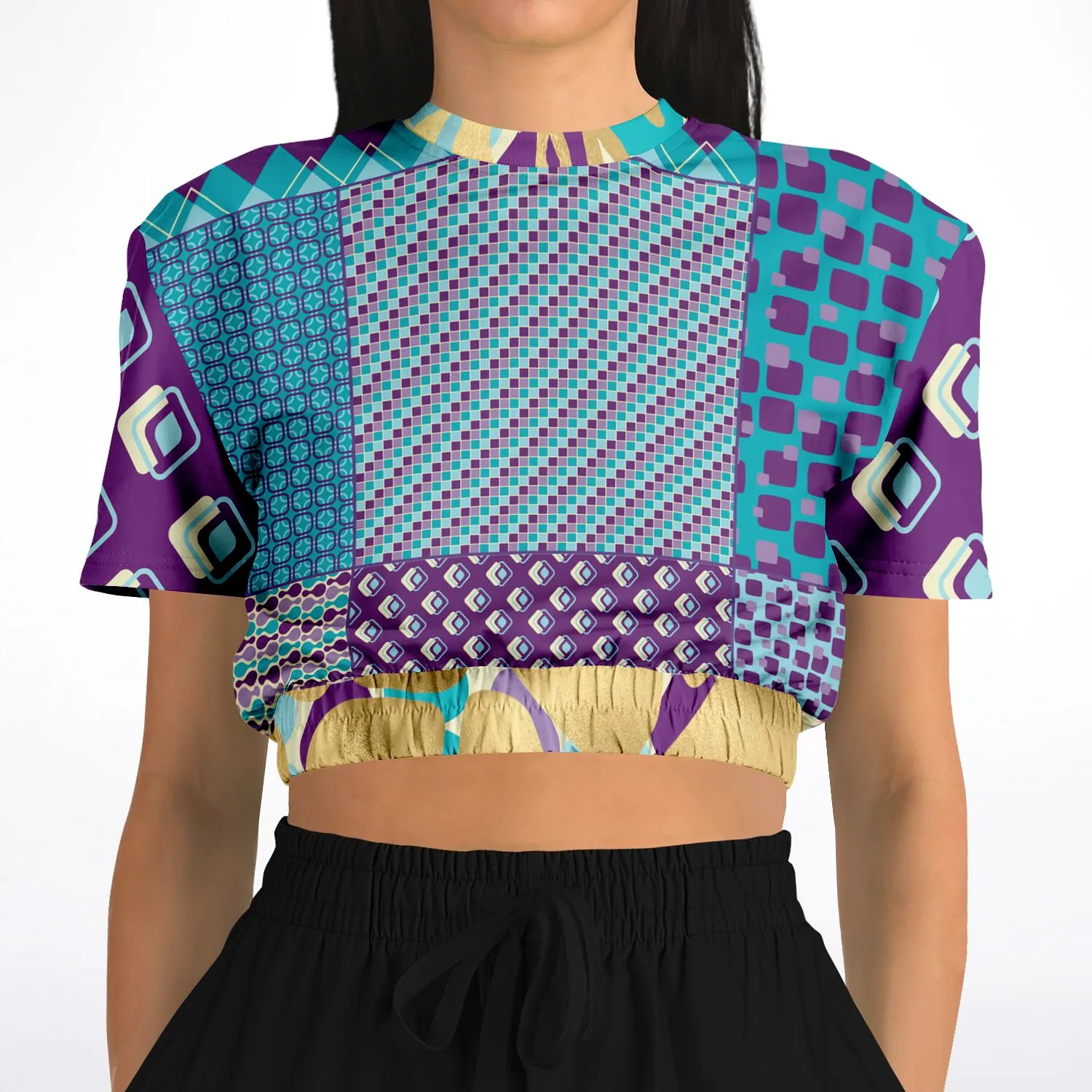 Purple Jetson Short Sleeve Cropped Eco-Poly Sweater