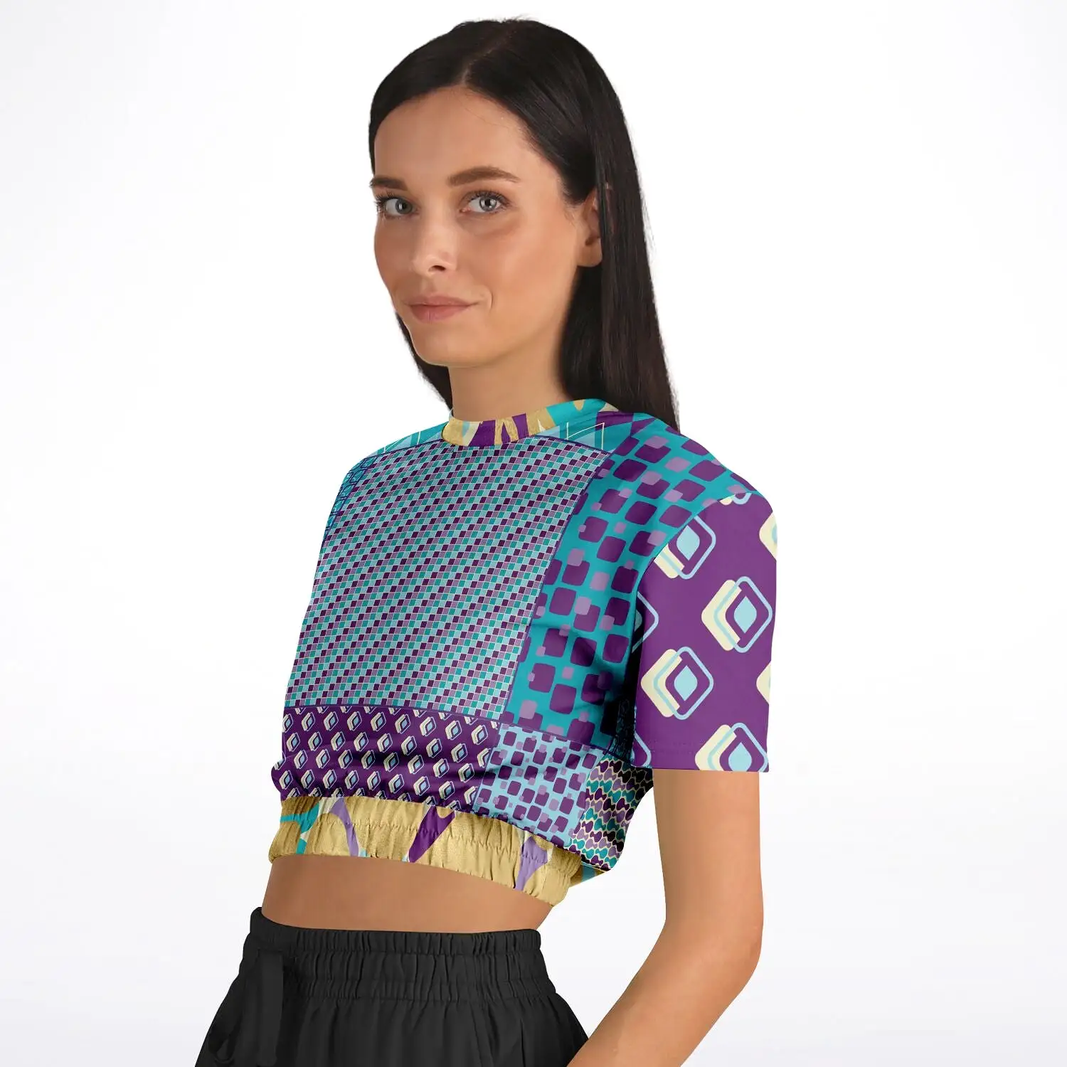 Purple Jetson Short Sleeve Cropped Eco-Poly Sweater