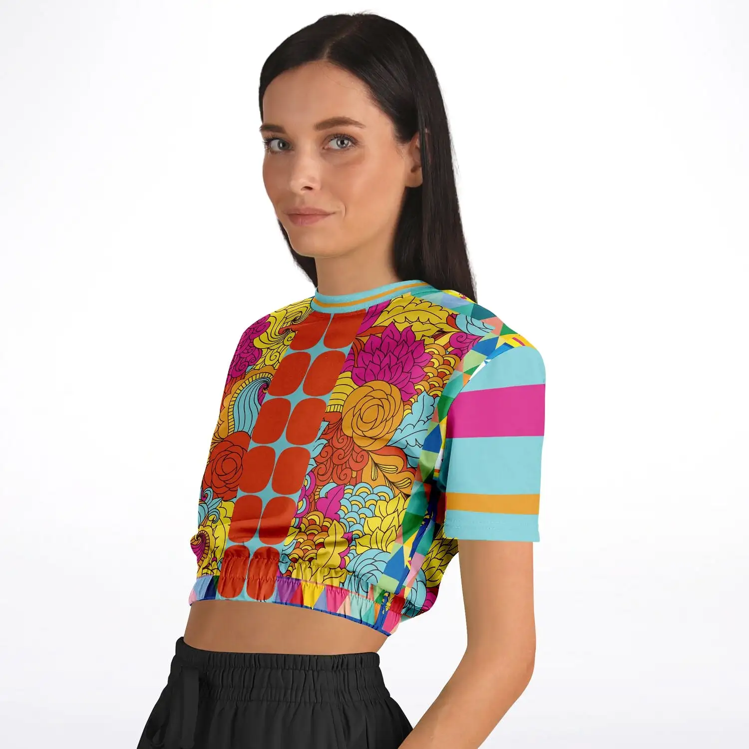 Queenie Short Sleeve Cropped Eco-Poly Sweater