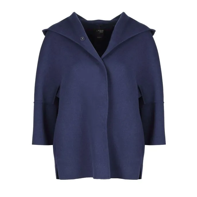 RAPACE WOOL CAPE WITH HOOD Woman Cobalt