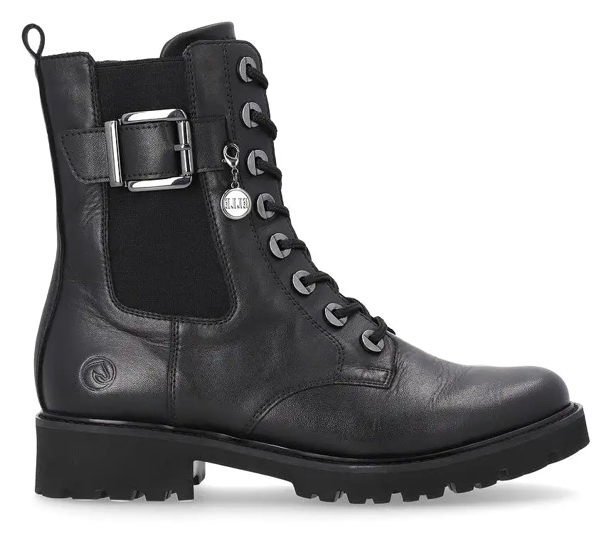 Remonte D8668-00 Womens Leather Lace Up Biker Boot