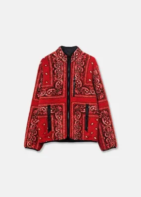 Reversible Bandana Fleece Jacket - Red