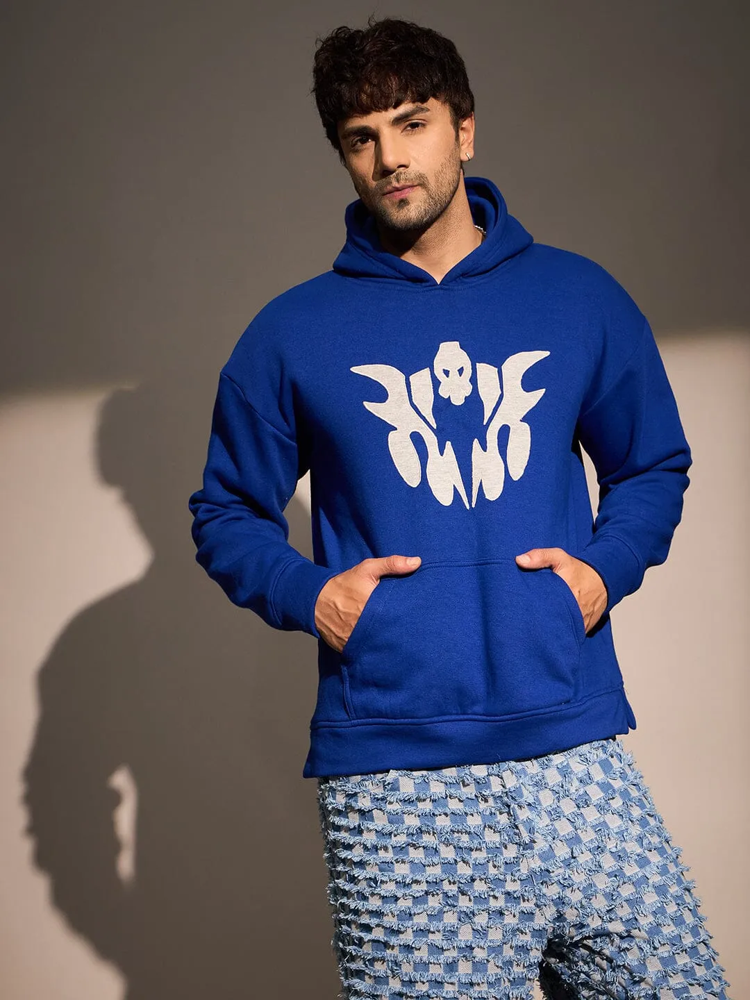 Royal Blue Embroidery Oversized Hoodie