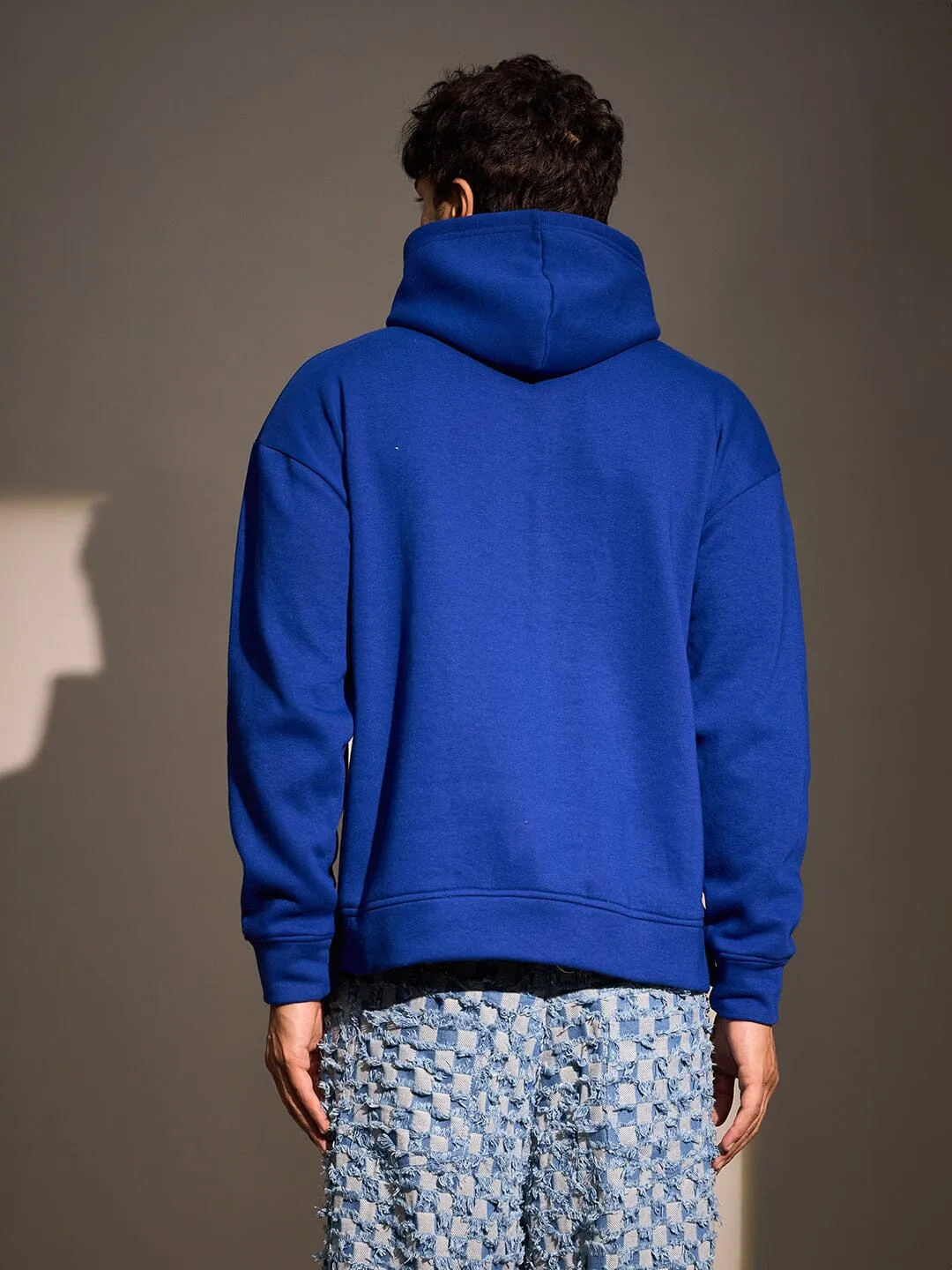 Royal Blue Embroidery Oversized Hoodie