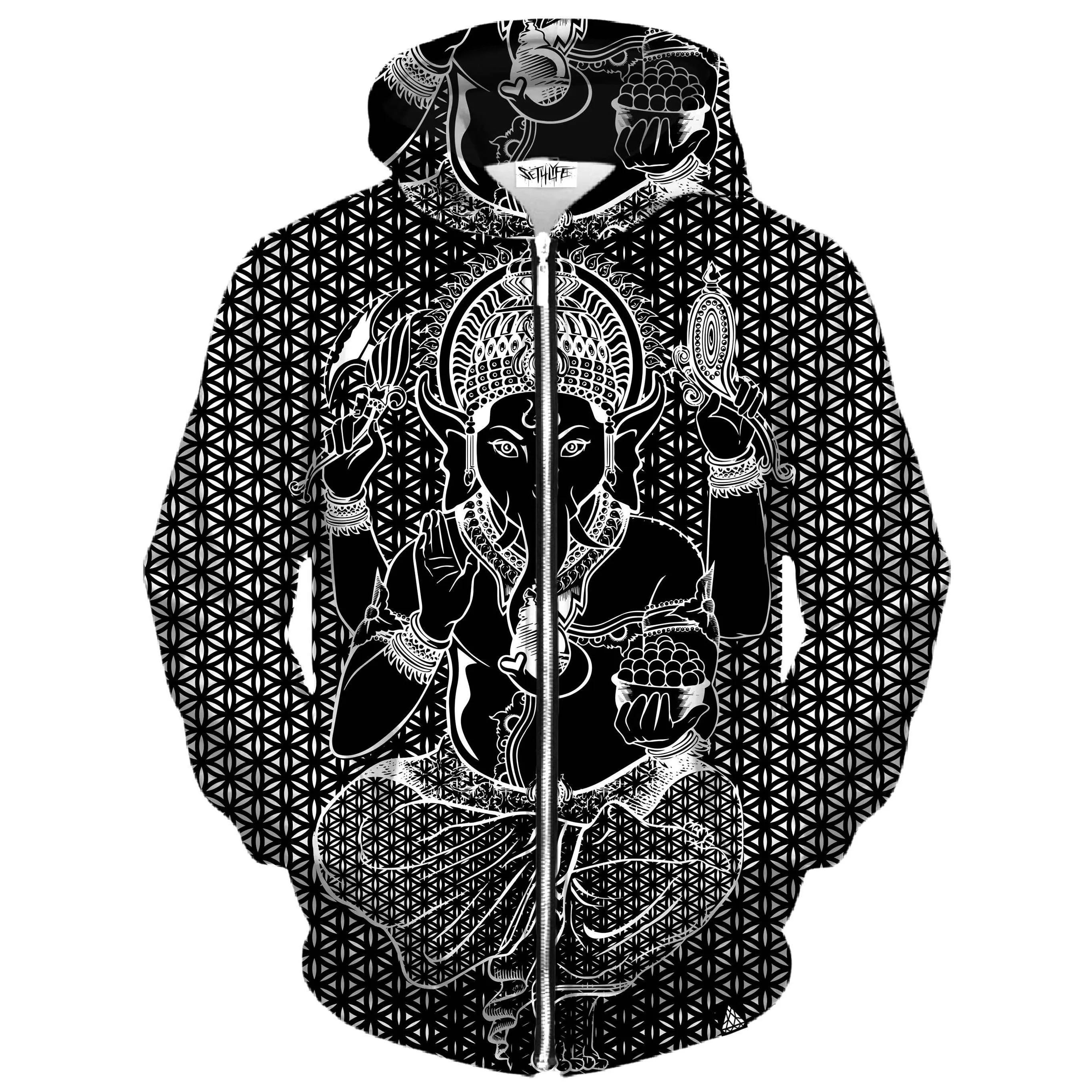 SACRED GANESHA ZIP UP HOODIE