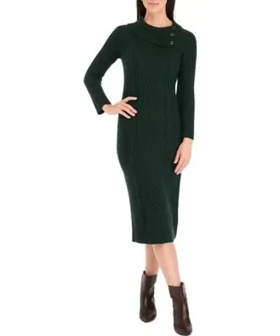 Sandra Darren Women's Long Sleeve Envelope Neck Solid A-Line Sweater Dress