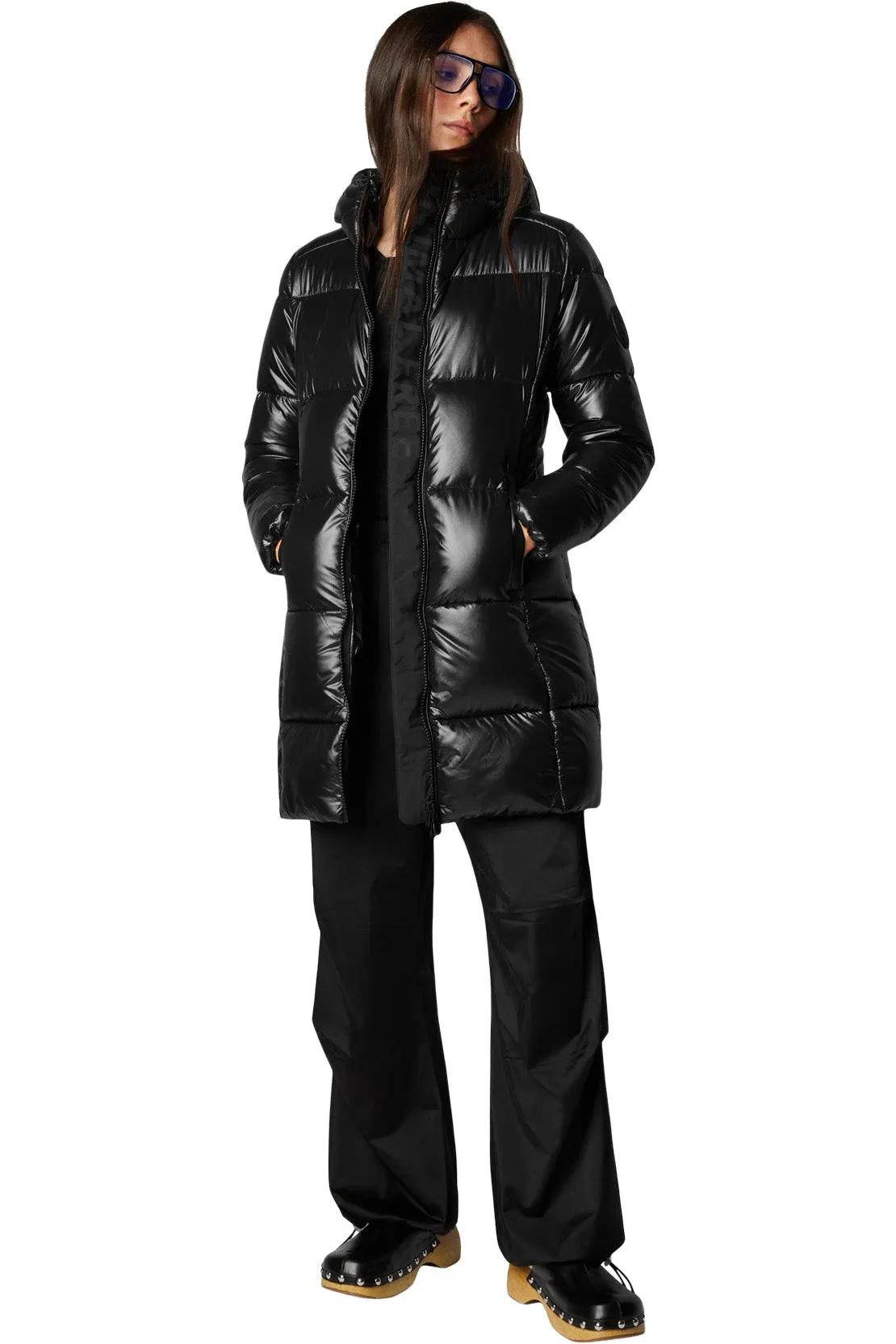 Save The Duck Ines Hooded Puffer Coat in Black