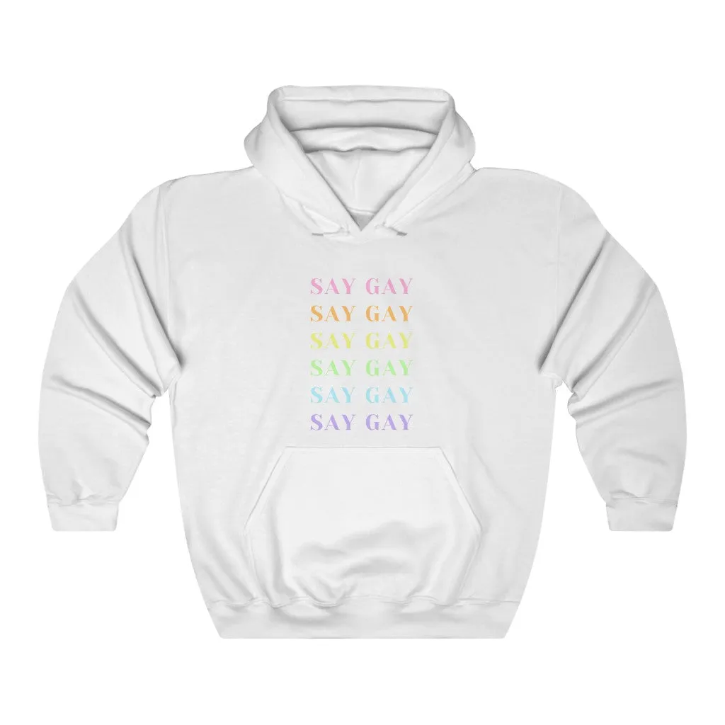 Say Gay Pastel Rainbow Hoodie