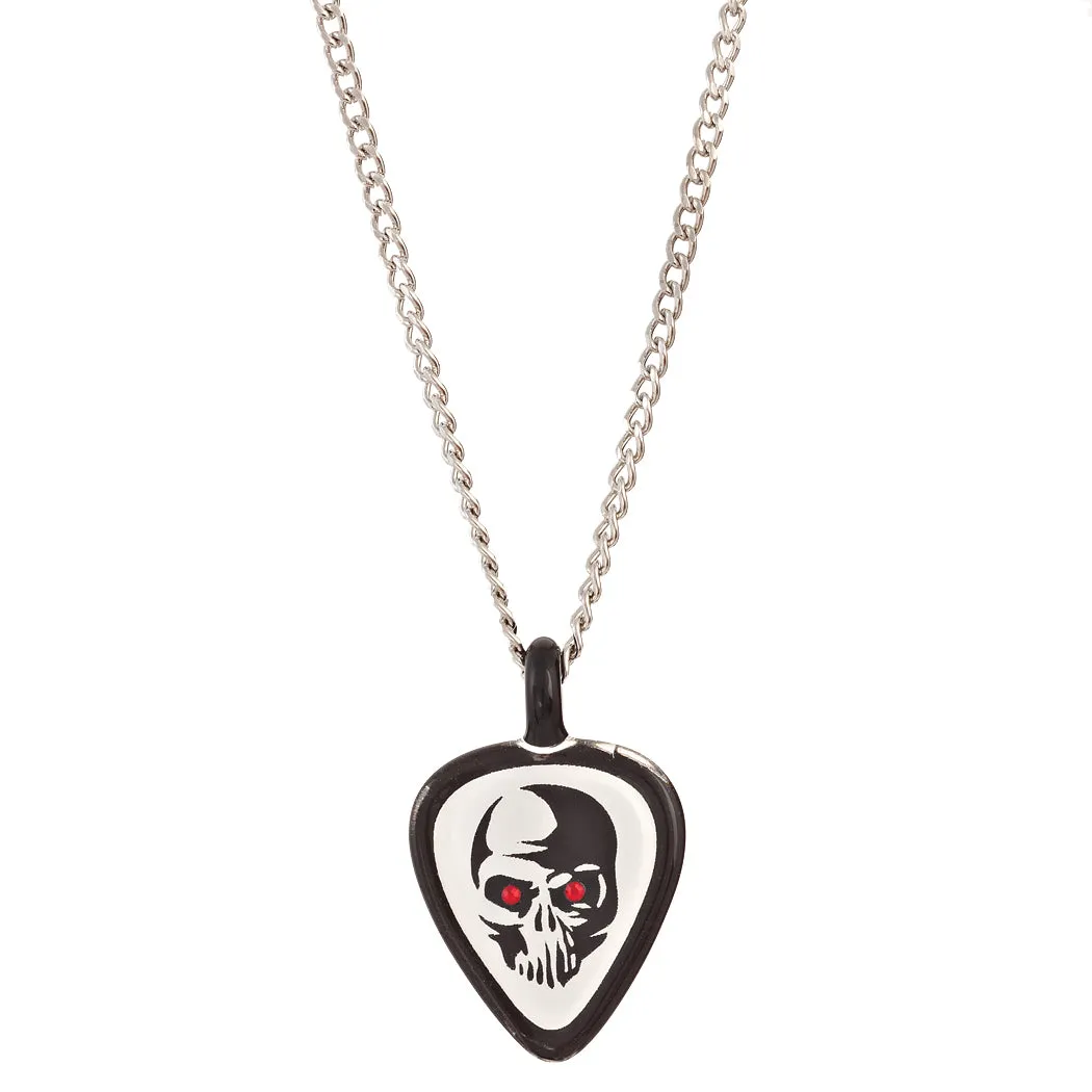 Skull Guitar Pick Glass Necklace