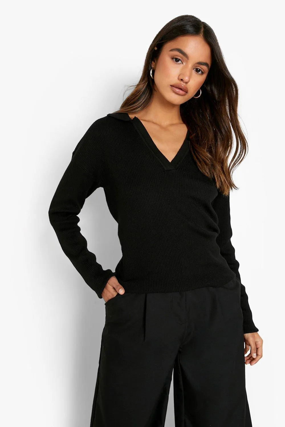 Slouchy Polo Collar Sweater