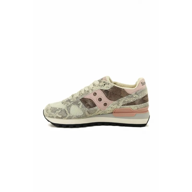 SNEAKERS DONNA SHADOW IN PELLE STAMPA RETTILE, BEIGE