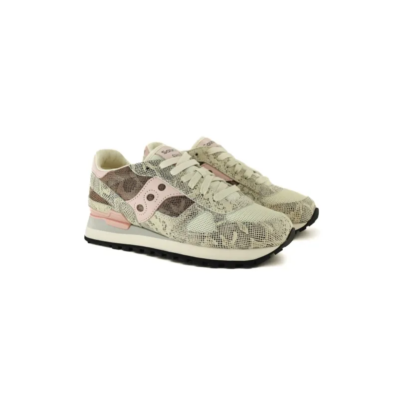 SNEAKERS DONNA SHADOW IN PELLE STAMPA RETTILE, BEIGE