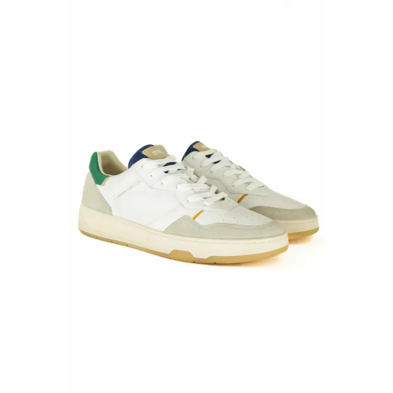 SNEAKERS UOMO IN PELLE STILE VINTAGE BASKET, BIANCO