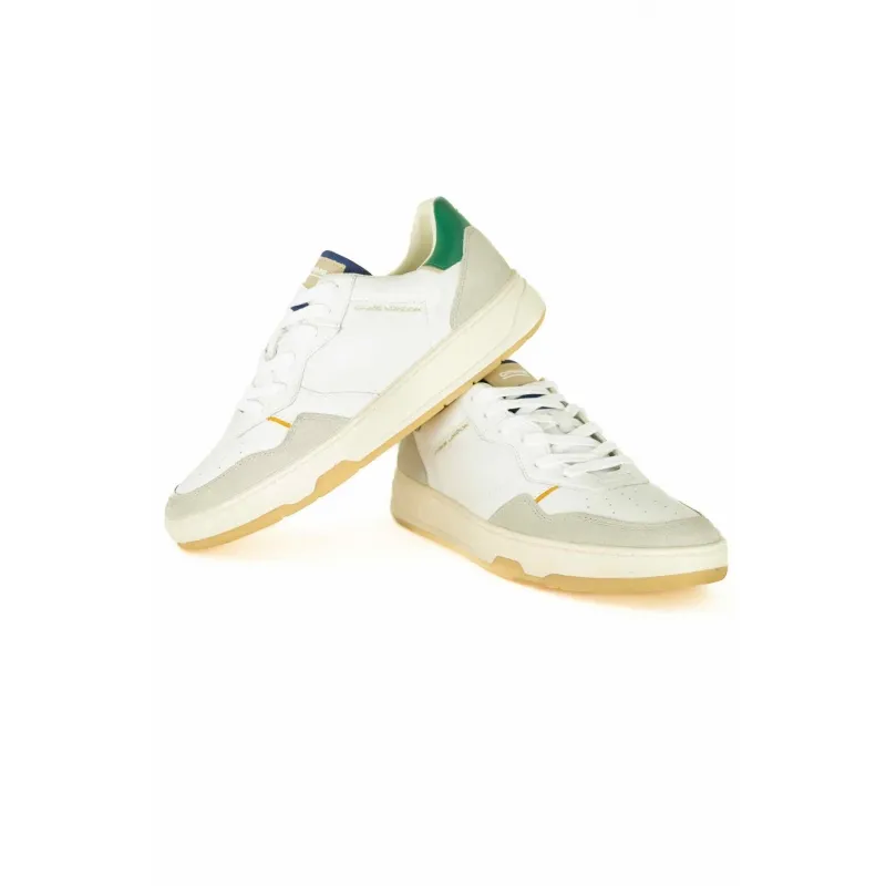 SNEAKERS UOMO IN PELLE STILE VINTAGE BASKET, BIANCO