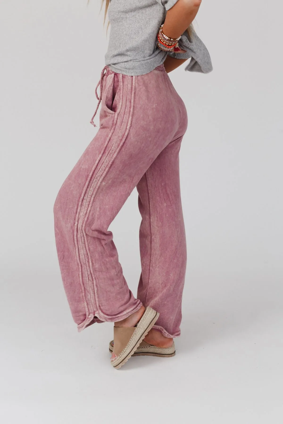 So Comfy Wide Leg Pant Full Length - Mauve