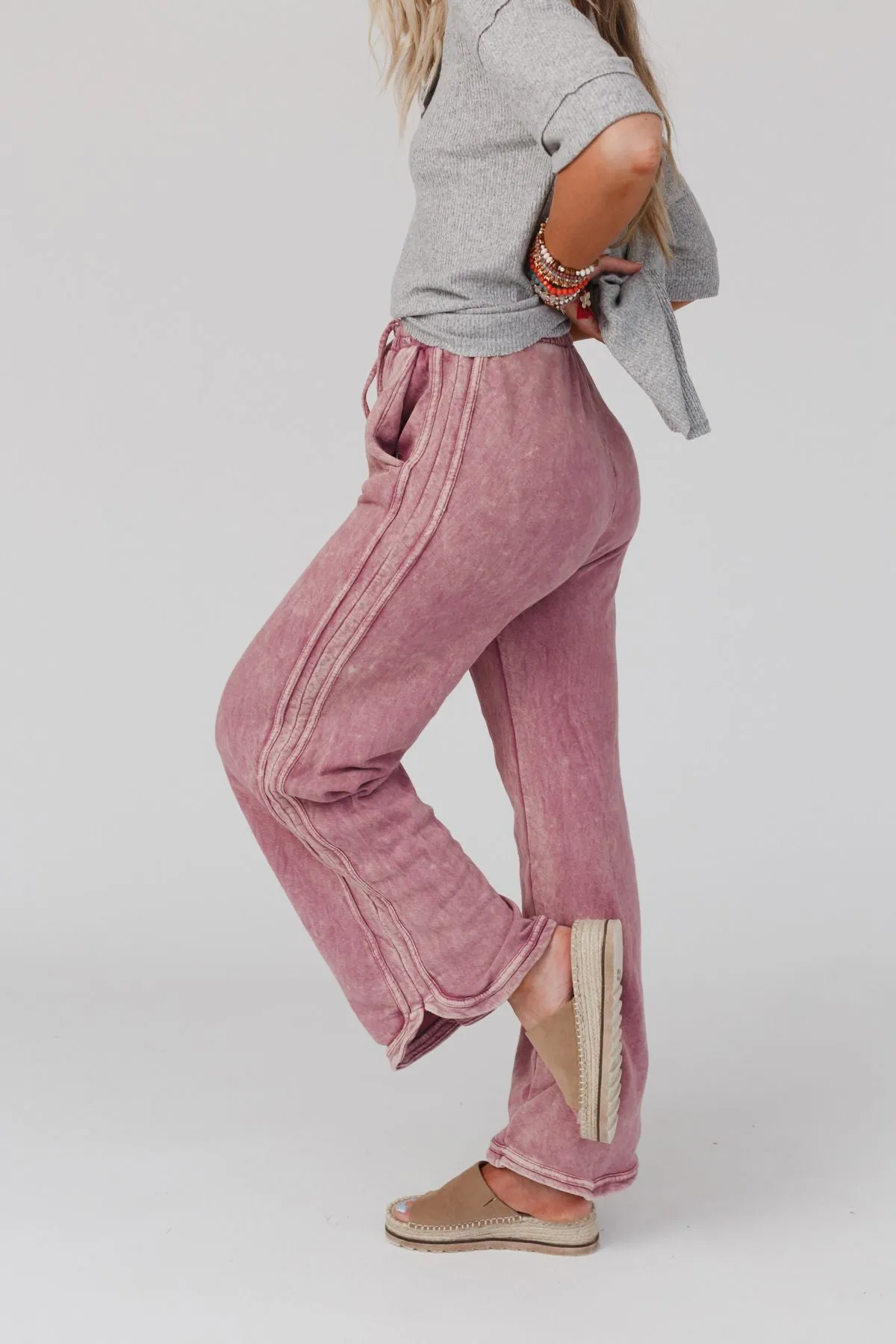 So Comfy Wide Leg Pant Full Length - Mauve