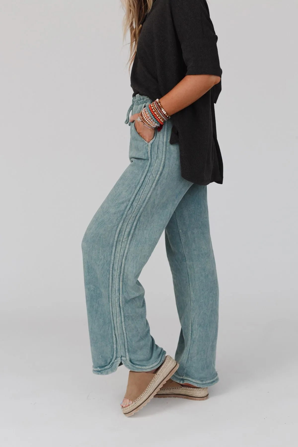 So Comfy Wide Leg Pant Full Length - Teal