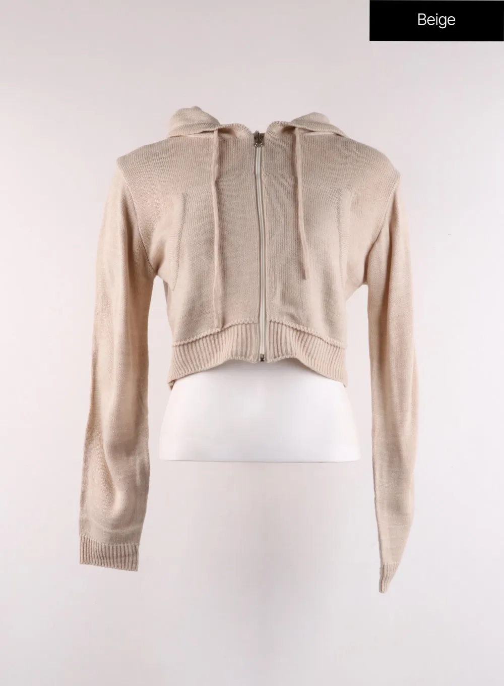 Solid Zipper Cropped Hoodie CF401