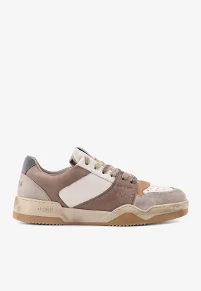 Spiker Leather and Suede Low-Top Sneakers