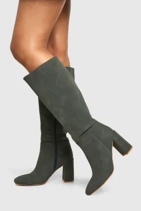 Stacked Heeled Knee High Boot