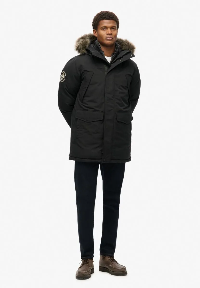 Superdry Everest Faux Fur Parka Jacket Jet Black