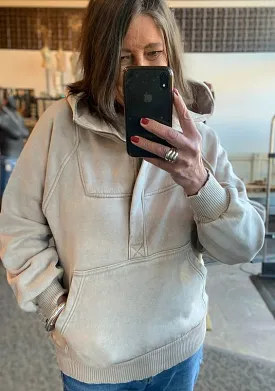 Tan Mineral Washed Oversized Hoodie Sweatshirt - SML