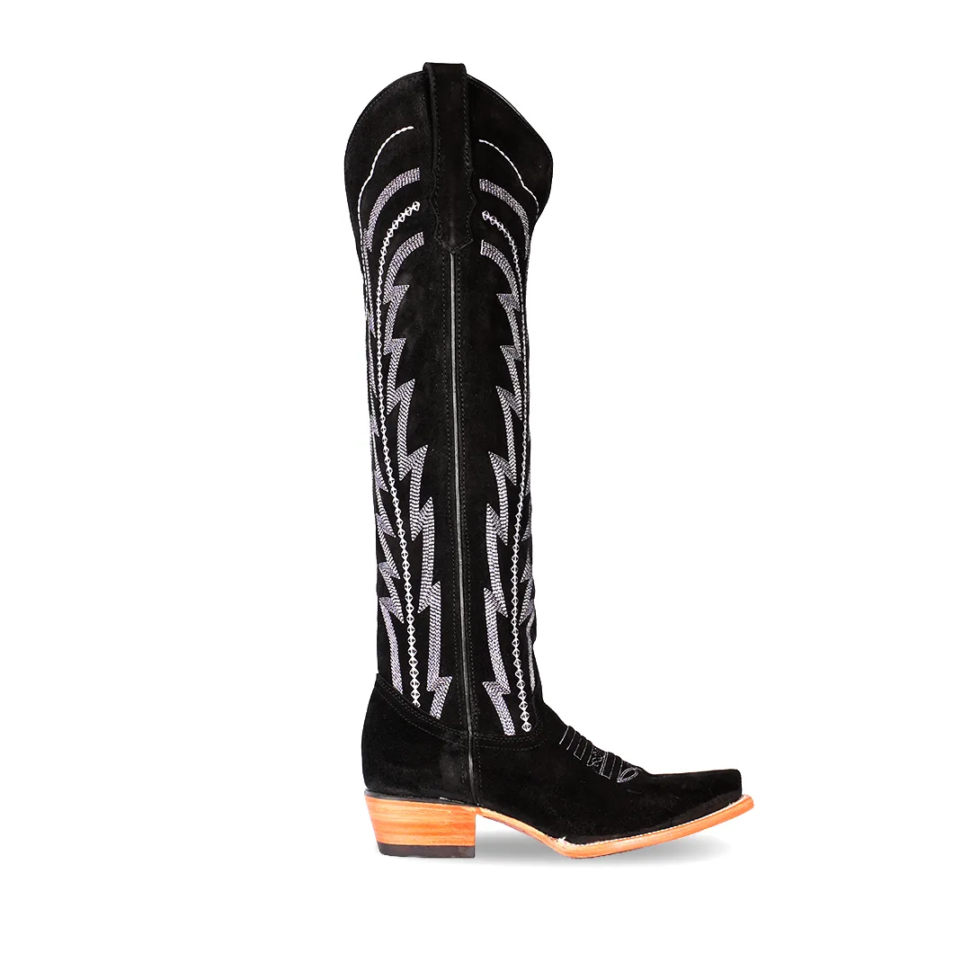 Texas Country Womens Western Boot E819 Gamuza Black Retro