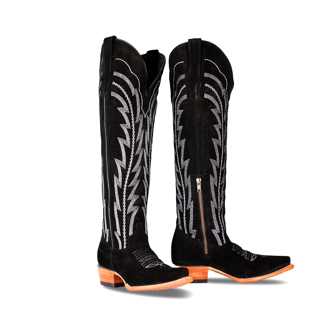 Texas Country Womens Western Boot E819 Gamuza Black Retro