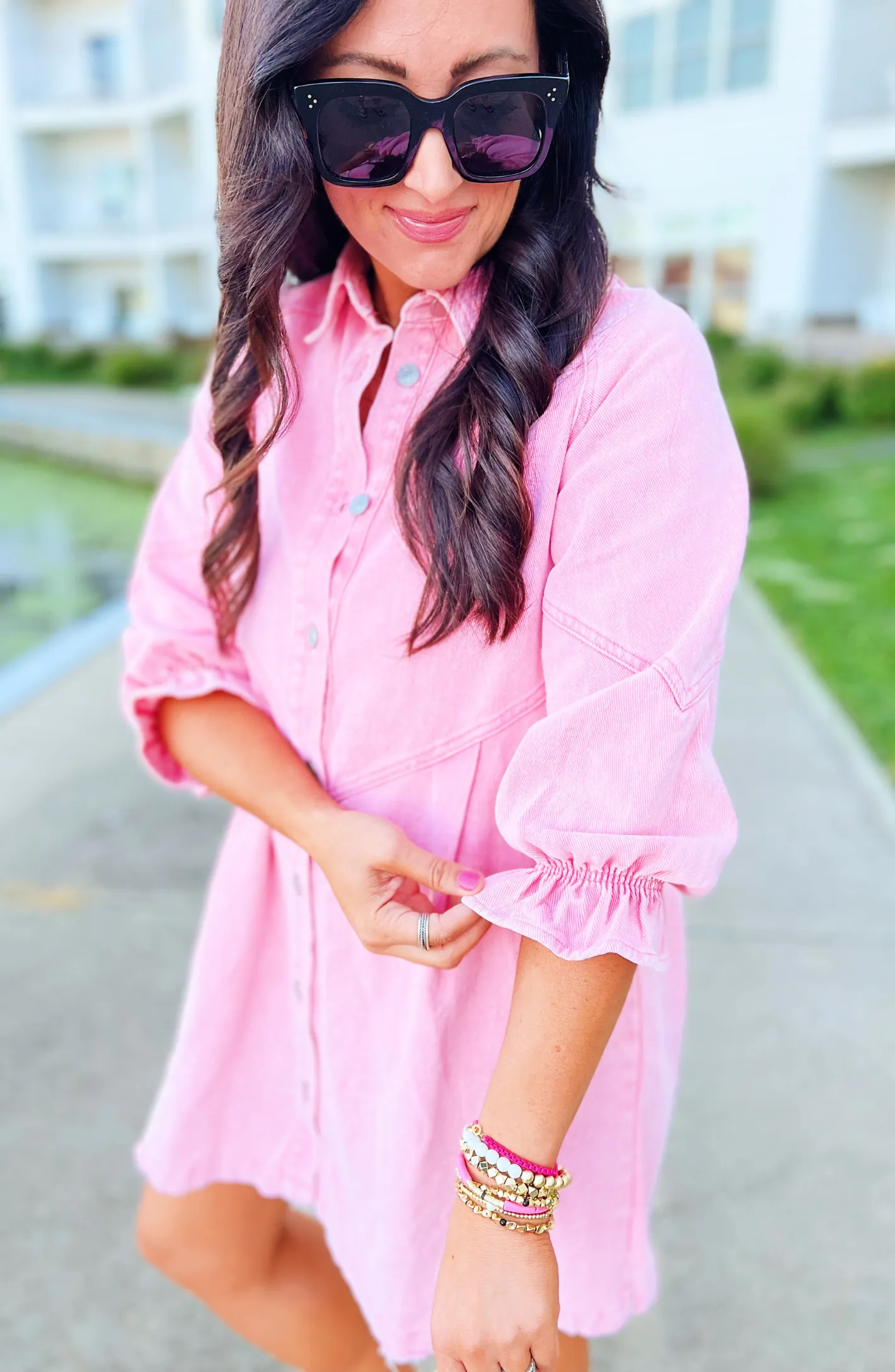 The Eloise Pink Denim Dress