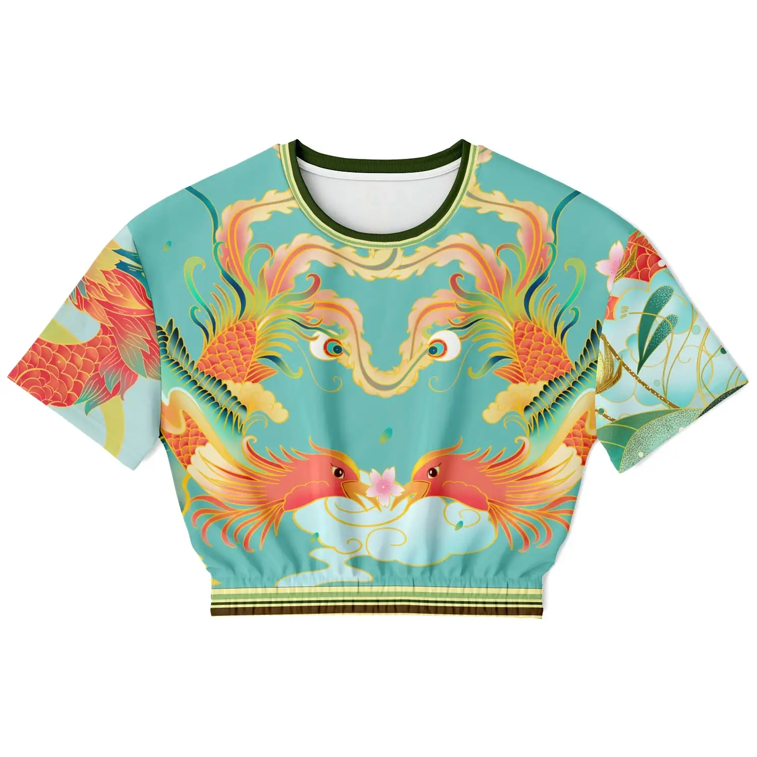 The Koi Dragon Short Sleeve Cropped Eco-Poly Sweater