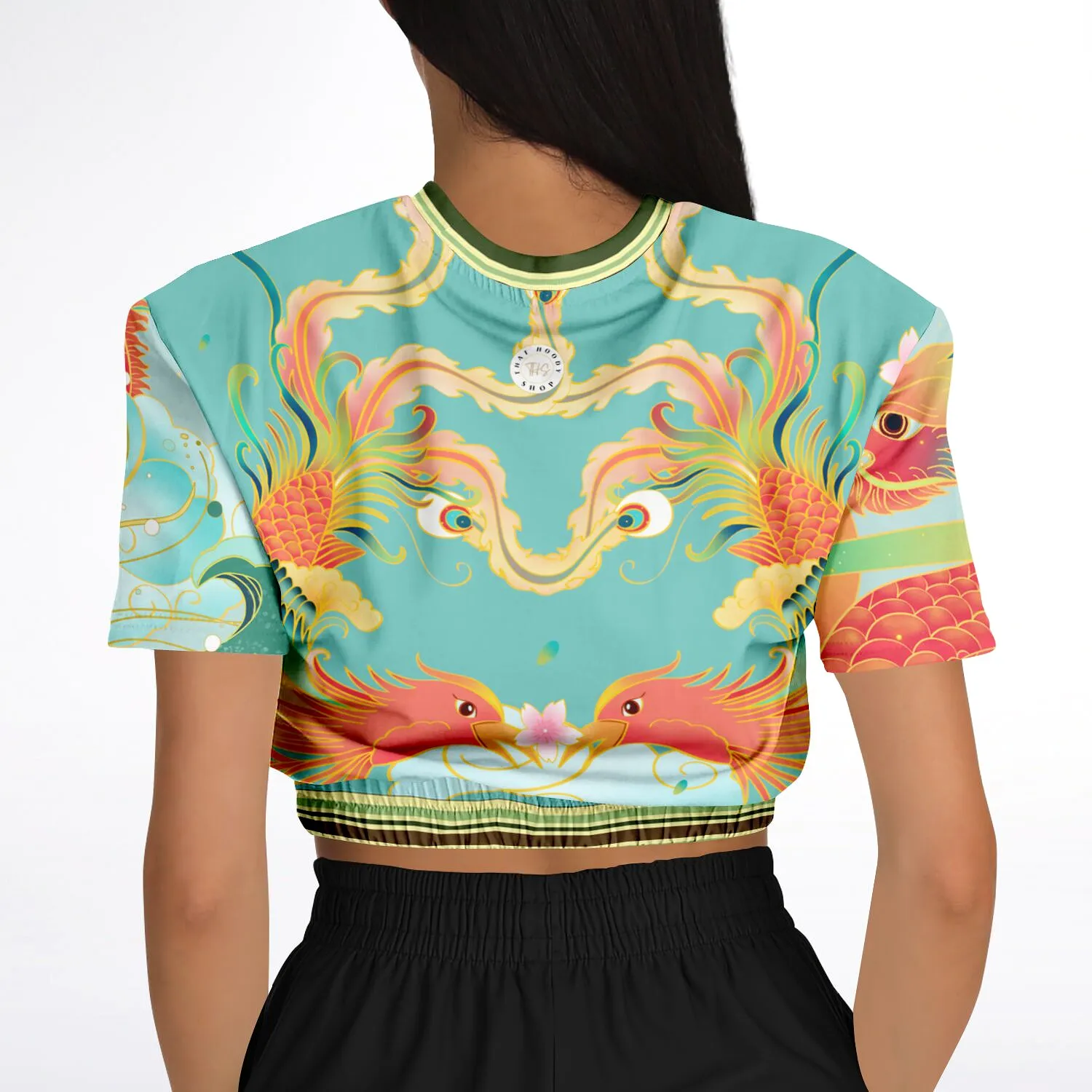 The Koi Dragon Short Sleeve Cropped Eco-Poly Sweater