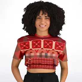 Toscana Red Short Sleeve Cropped Eco-Poly Sweater