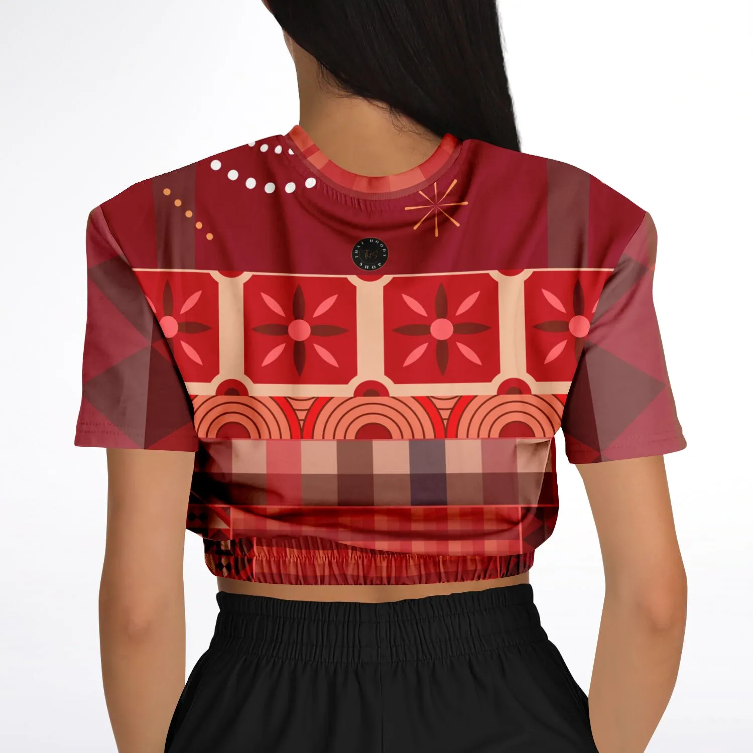 Toscana Red Short Sleeve Cropped Eco-Poly Sweater