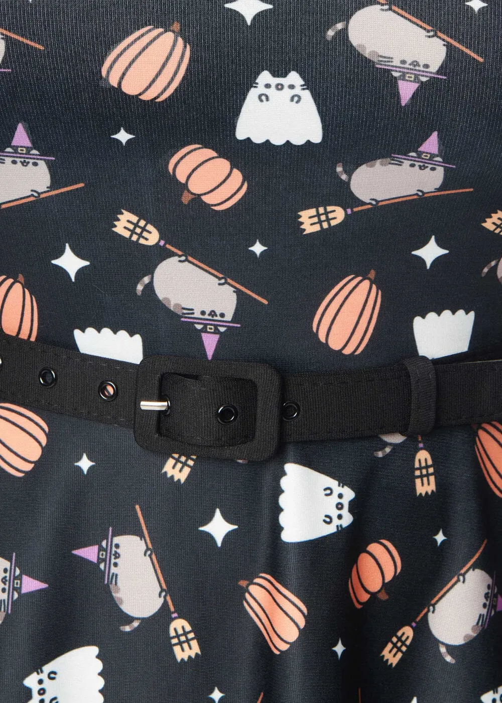 Unique Vintage Pusheen Halloween Devon 50's Swing Dress Black