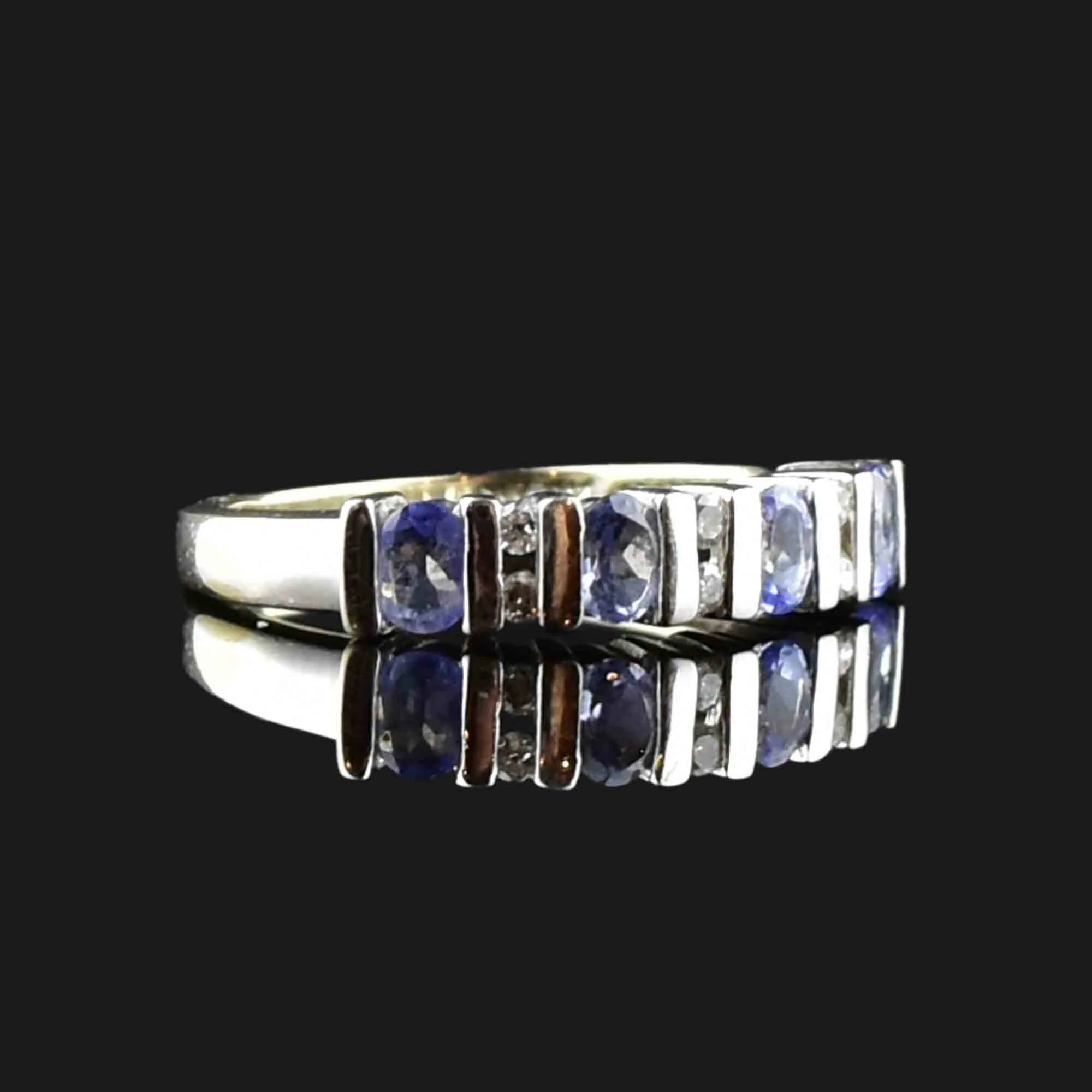 Vintage 14K White Gold Diamond Tanzanite Ring