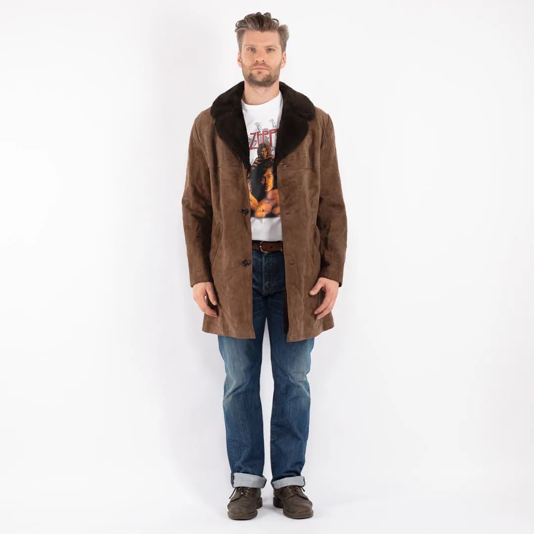 Vintage 70's Men Suede Sherpa Coat in Brown