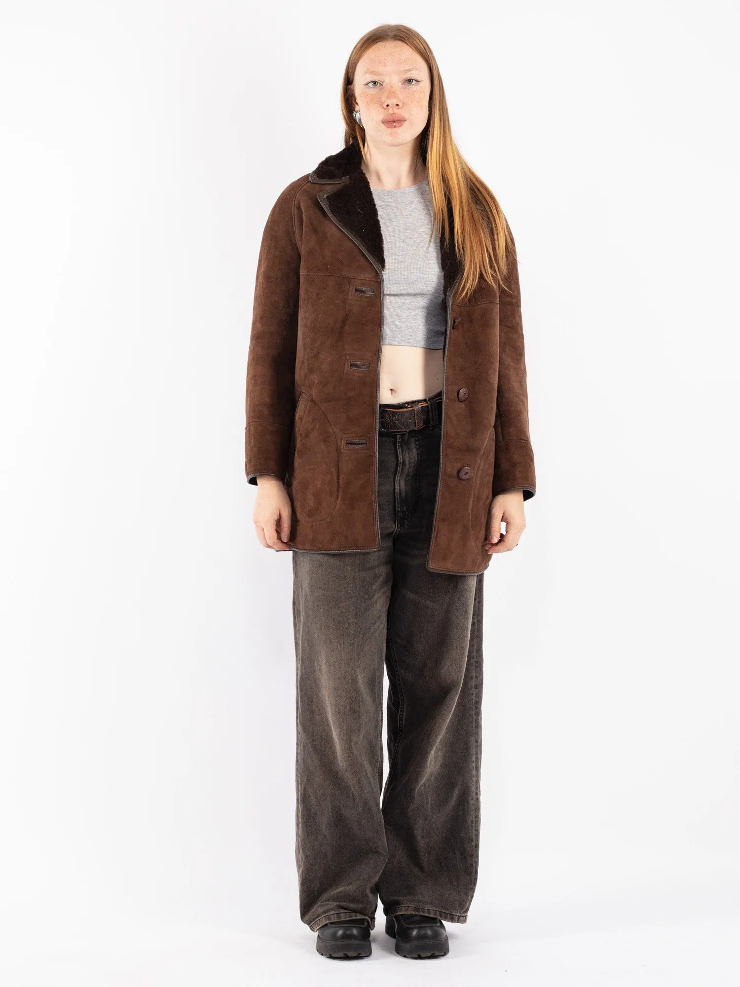 Vintage 70's Women Sheepskin Coat in Brown