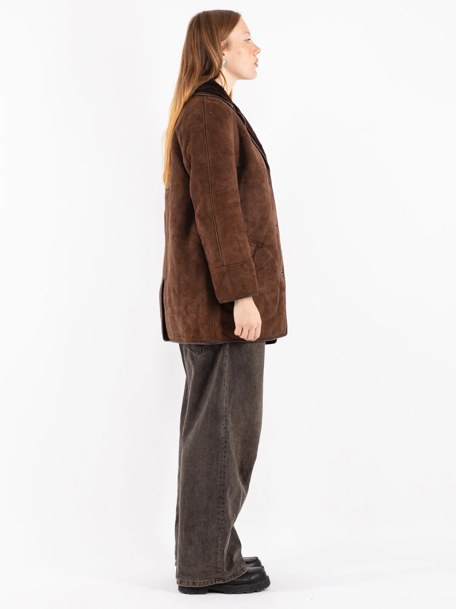 Vintage 70's Women Sheepskin Coat in Brown