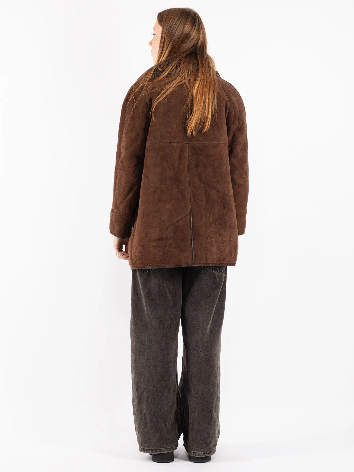 Vintage 70's Women Sheepskin Coat in Brown