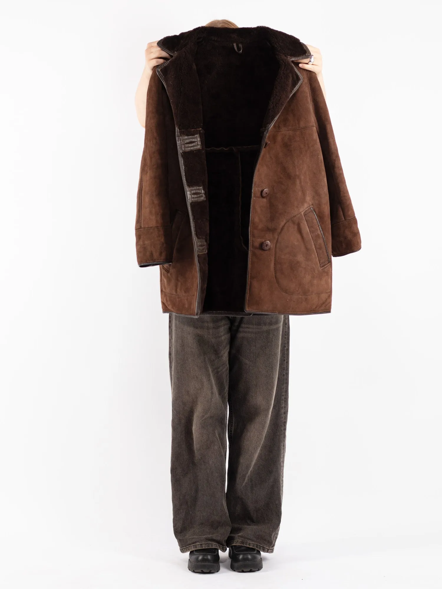 Vintage 70's Women Sheepskin Coat in Brown