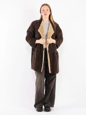 Vintage 80's Women Sheepskin Coat in Brown