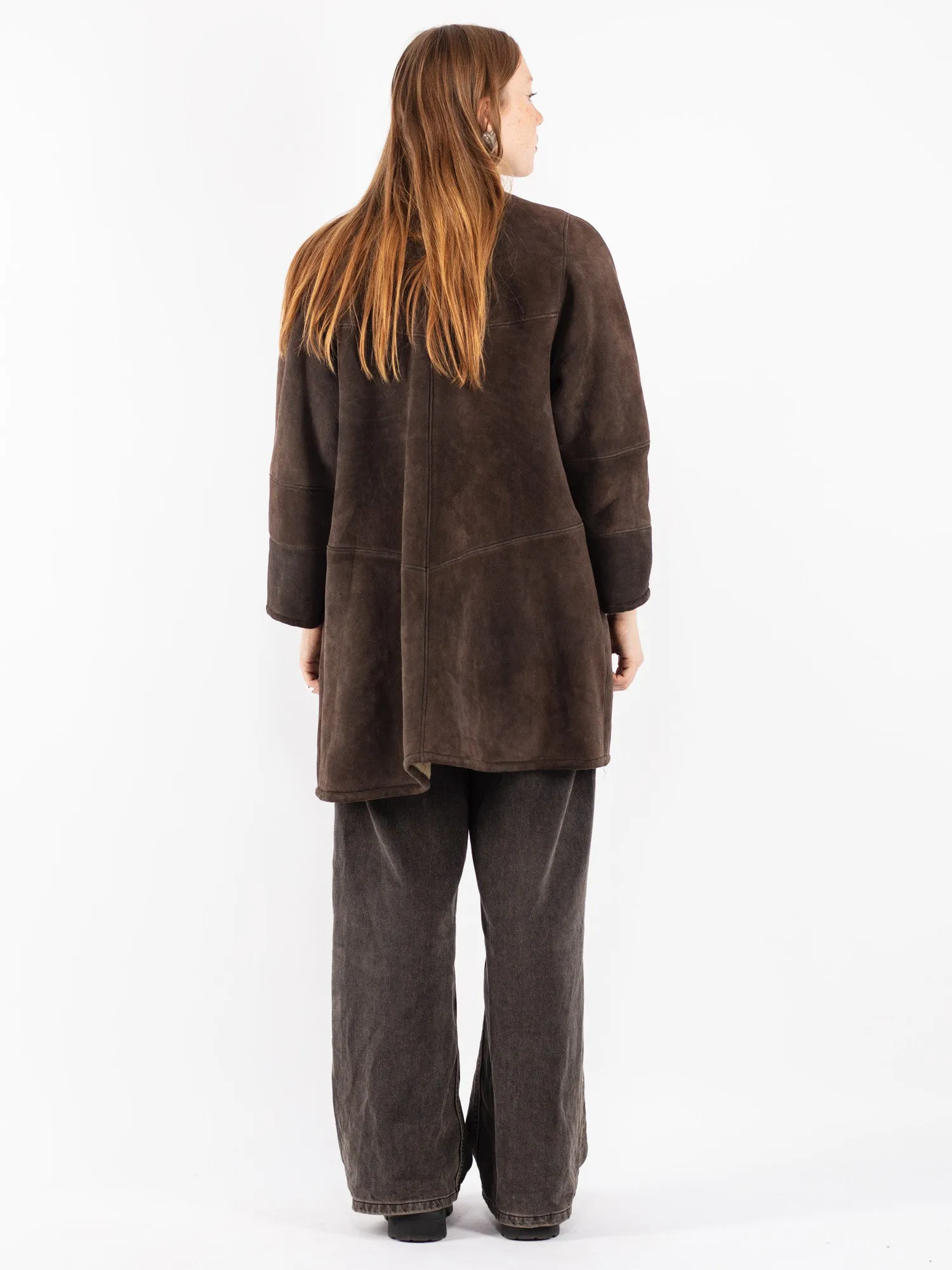 Vintage 80's Women Sheepskin Coat in Brown