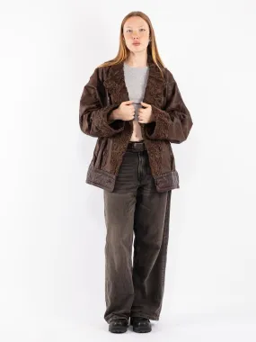 Vintage 90's Women Sheepskin Coat in Brown