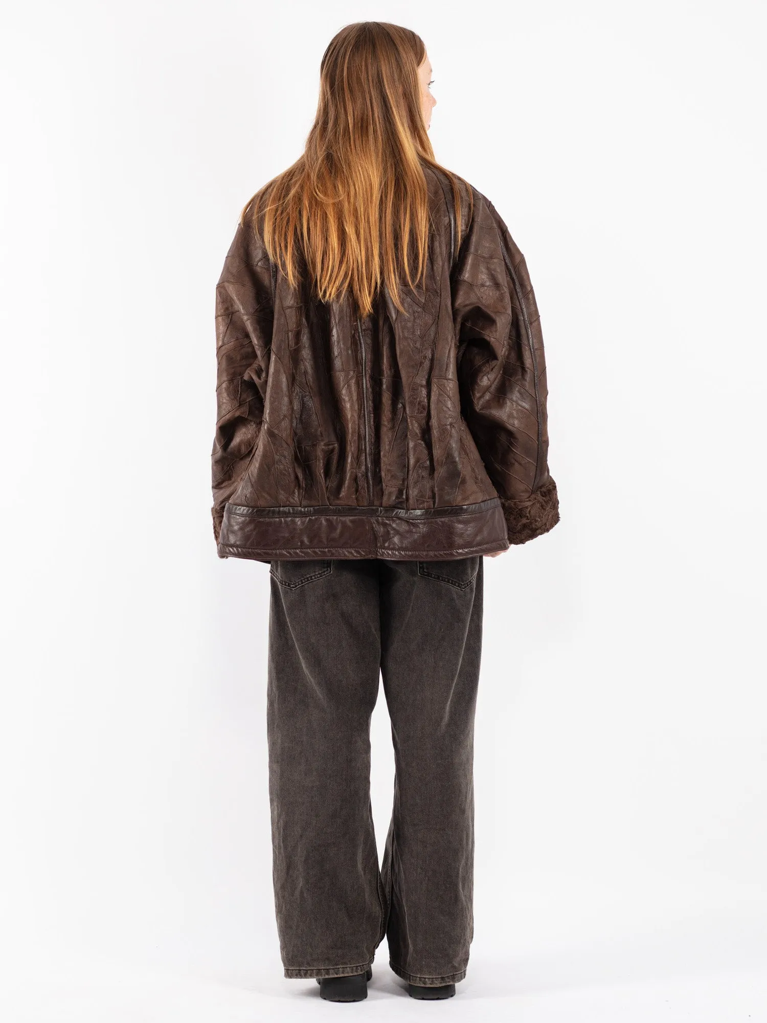 Vintage 90's Women Sheepskin Coat in Brown